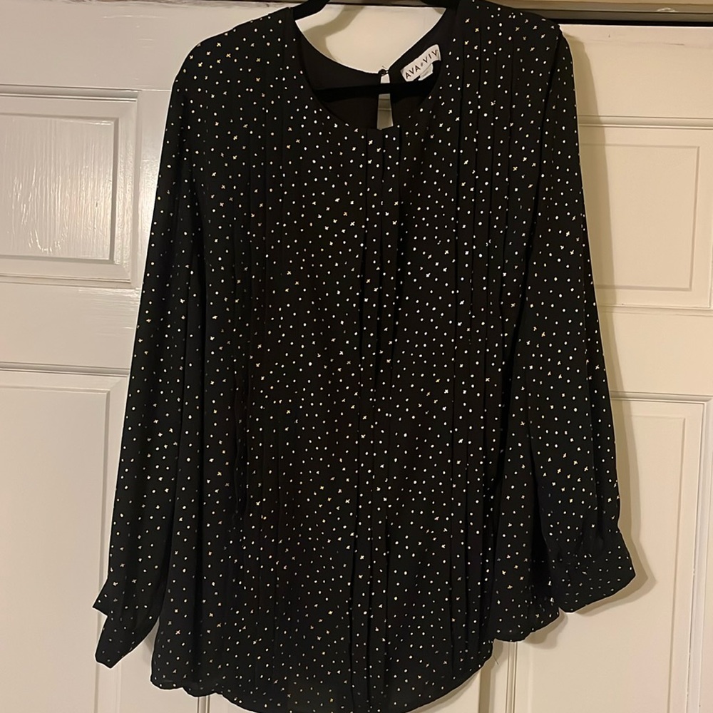 Ava & Viv women's plus black and gold top size 2x